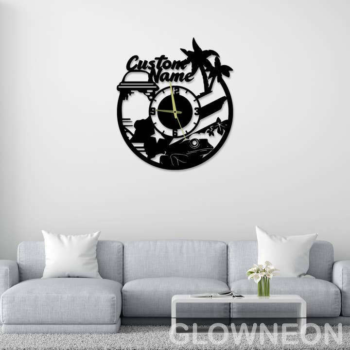 Glow Neon - Wholesale Wall Accent - Customized Puerto Rico Metal Clock Sign Puerto Rico Wall Art
