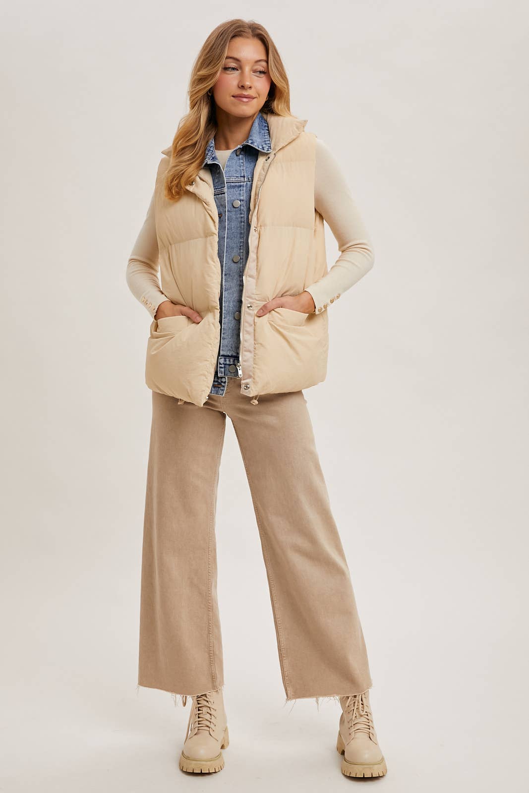 Bluivy - Wholesale Outerwear Vest - Women's - DENIM LAYERED PUFFER VEST16