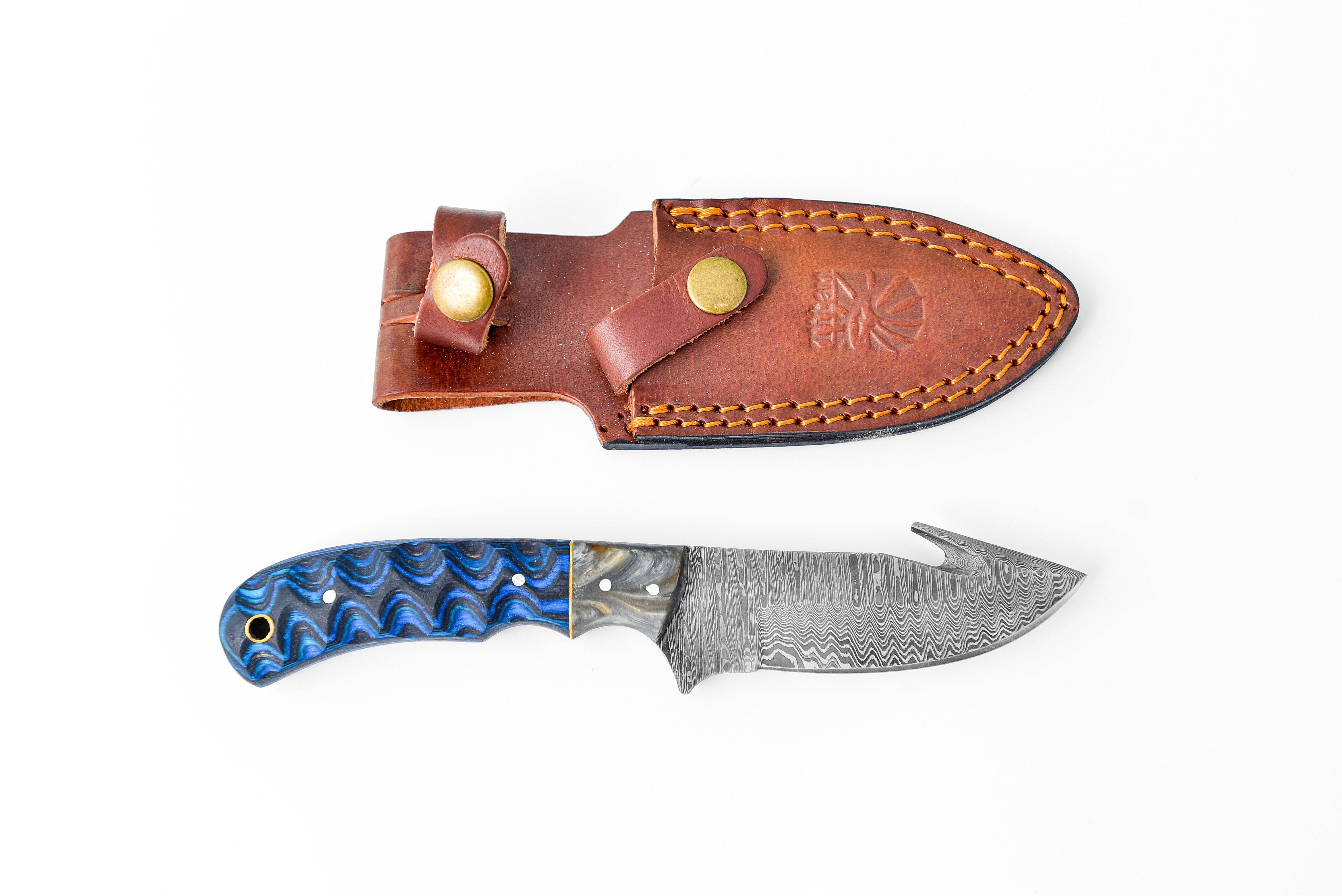Titan International - Wholesale Kitchen/Utility Knife - Damascus Steel Gut-hook & Skinning Style TK-1123