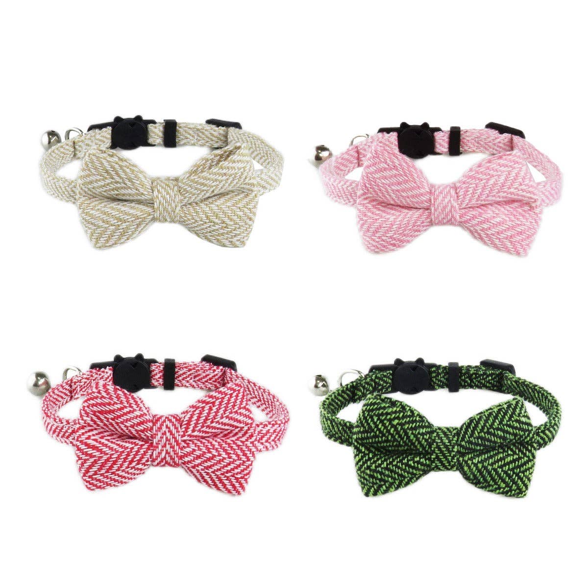 Cheerhunting - Vente Collier – chat - Mokka – Collier pour chat avec nœud papillon en chevrons4