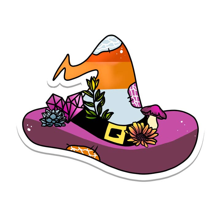 Lesbian Pride Flag | Witch | Waterproof Sticker | 3.1" for wholesale by Rebel and Siren Stickers
