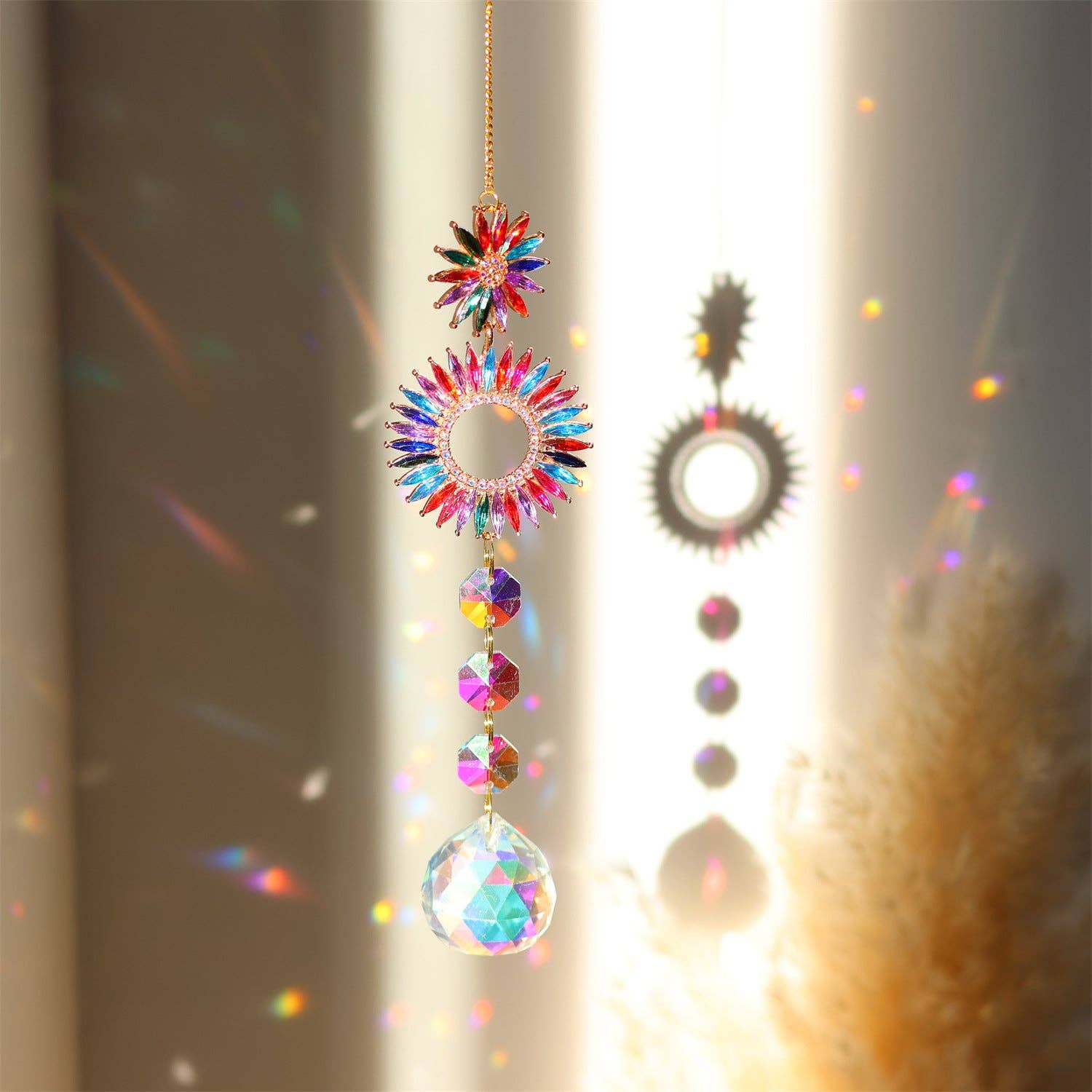 Dipped Shop – wholesale Suncatcher – 3+ Colorful Star Moon Suncatcher Hangings DPH19302