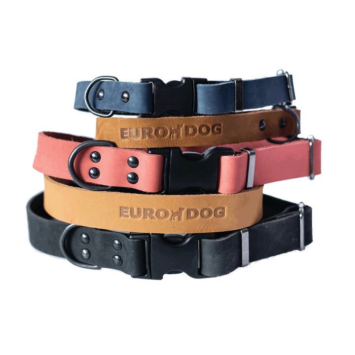 Leather Dog Collar Soft Sport Style YKK Quick Release Buckle for wholesale by Euro-Dog Collars and Leads