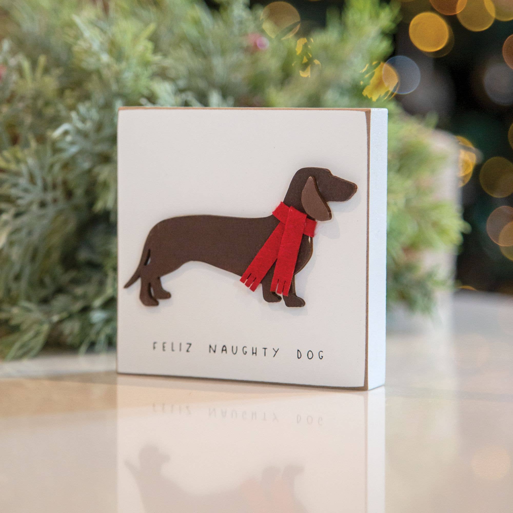 Col House Designs - Wholesale Christmas Decoration - Feliz Naughty Dog Block1