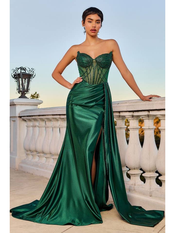 Tux-USA® - Wholesale Gown - Women's - Strapless Crystal Satin Gown