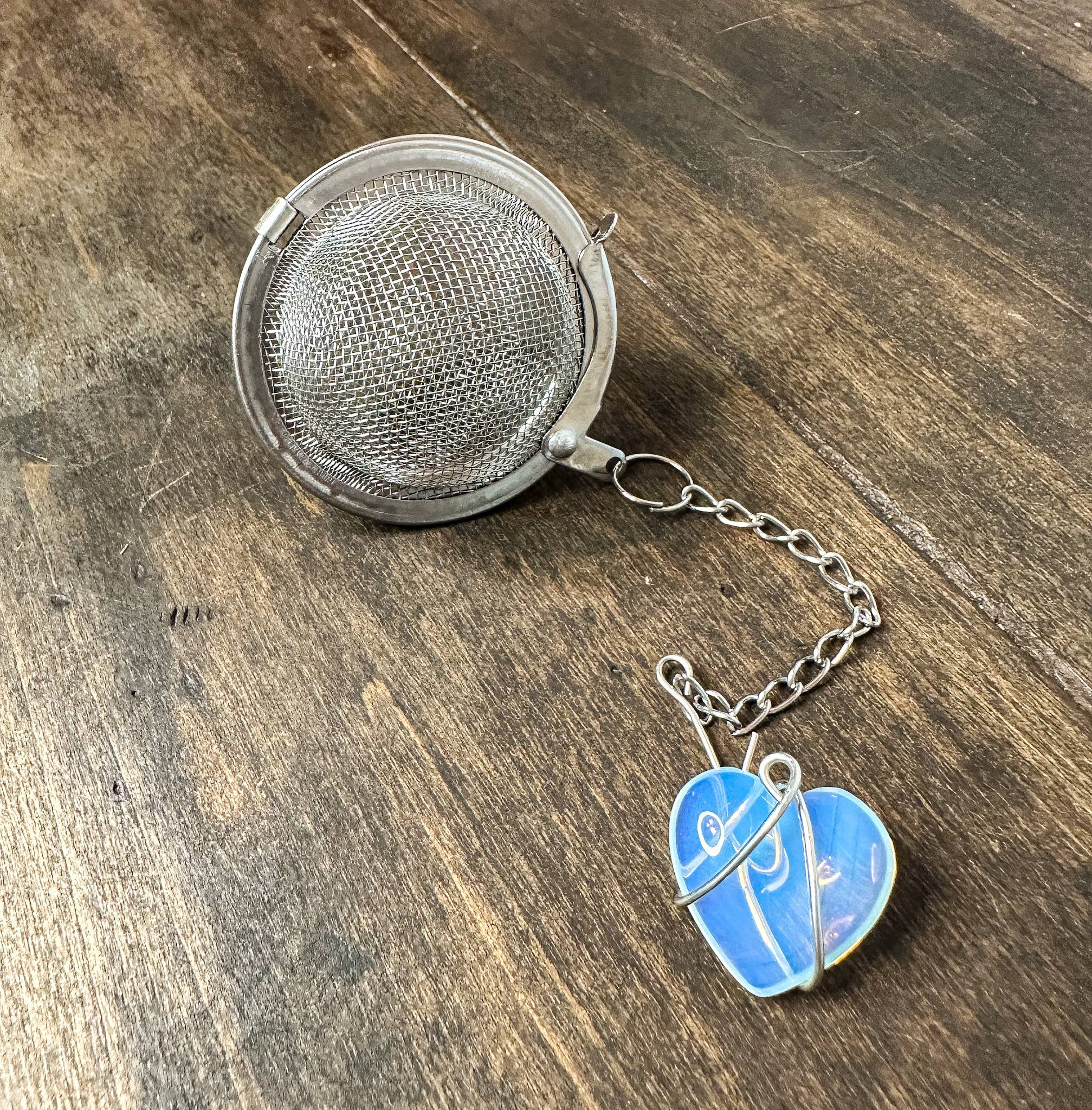 Herbal Rose Apothecary – wholesale Tepåsar – Teboll i rostfritt stål med infuser och ädelstensvikt, 5 cm7