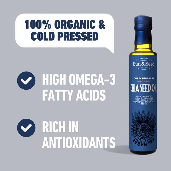 Sun & Seed – Engroshandel Madlavningsolie – Koldpresset Økologisk Chia Seed Oil 250ml1