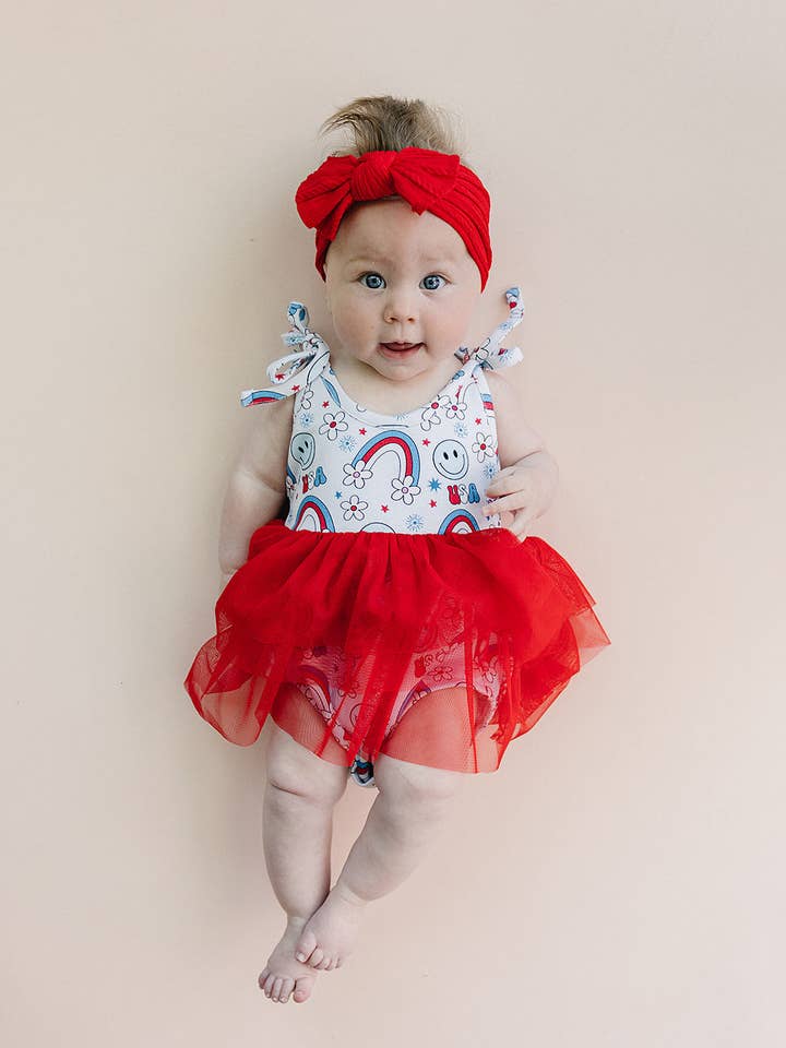 4th of July Baby Tutu Romper | Little Miss USA for wholesale by Lucky Panda Kids