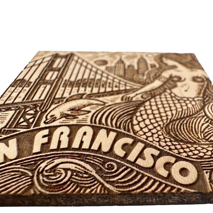Green Tree Jewelry - Wholesale Magnet - San Francisco Mermaid American Maple Magnet #MM508