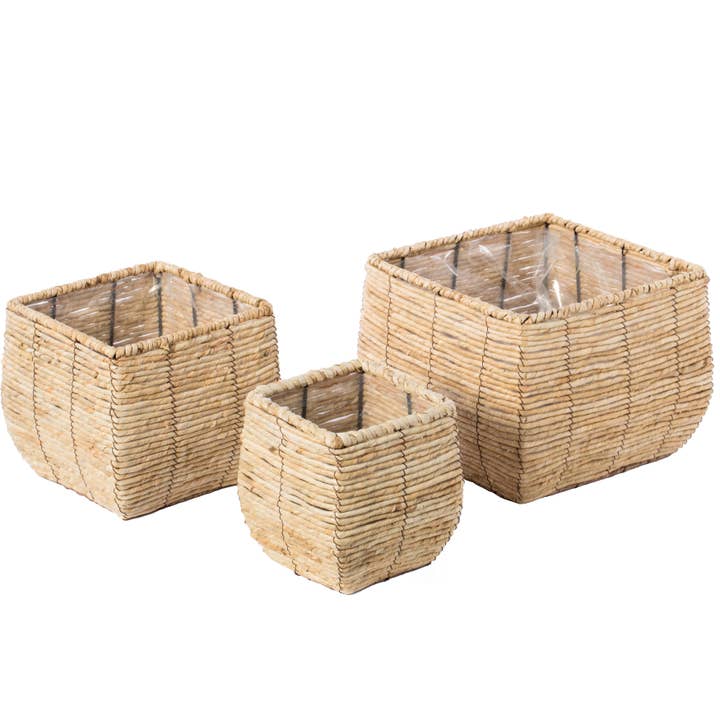 Quickway Imports - Wholesale Plant Pot - Woven Square Flower Pot Planter with Plastic Lining
