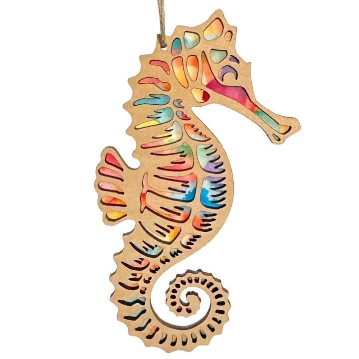 Ornement Hippocampe, Ornement Amoureux de la Plage Côtière pour la vente par Art by Sharell