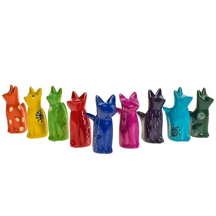 Kisii Stone Cats, Set of 9, Assorted for wholesale by Shared Earth