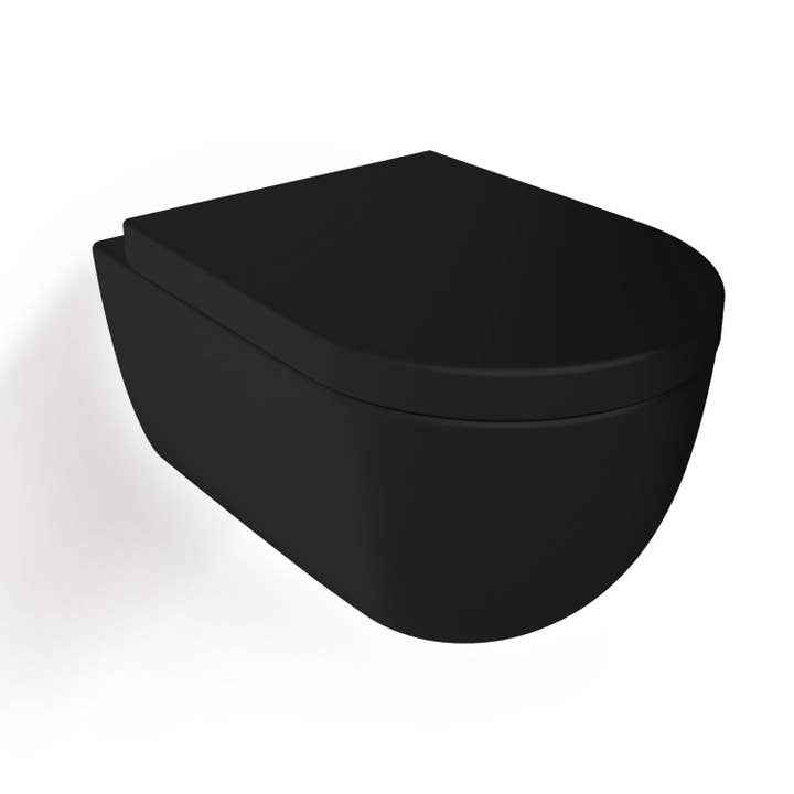Stilform Handels GmbH - Wholesale Retailer Display - Home & Living - Soho hanging wall toilet rimless toilet matt black with toilet seat