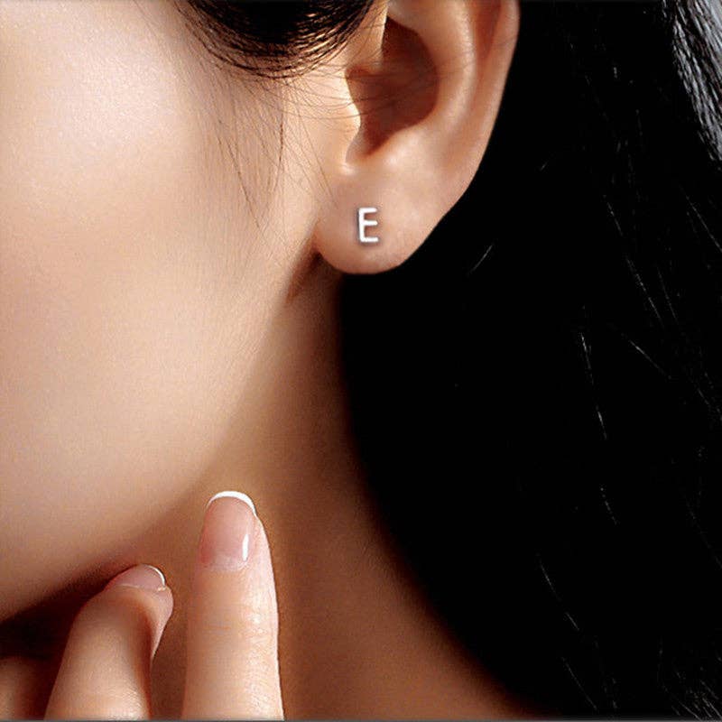 Perimade & Co. LLC - Wholesale Stud/Post Earrings - Dainty Initial Letter Stud Earrings in 925 Sterling Silver4