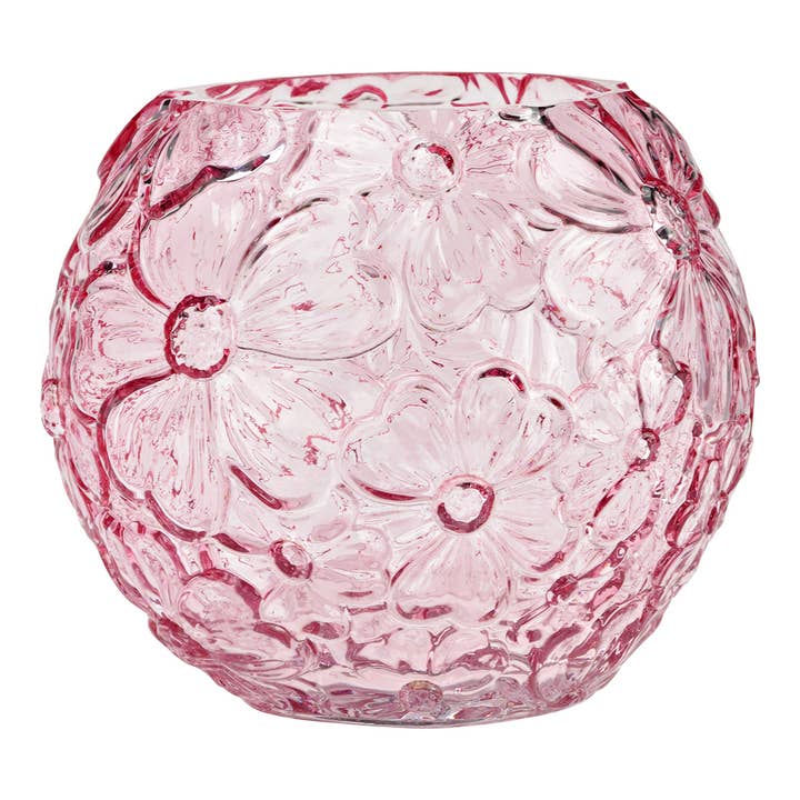 Vaas Bloemen Decor van Glas, Roze (B/H/D) 18x16x18cm voor wholesale door Wurm