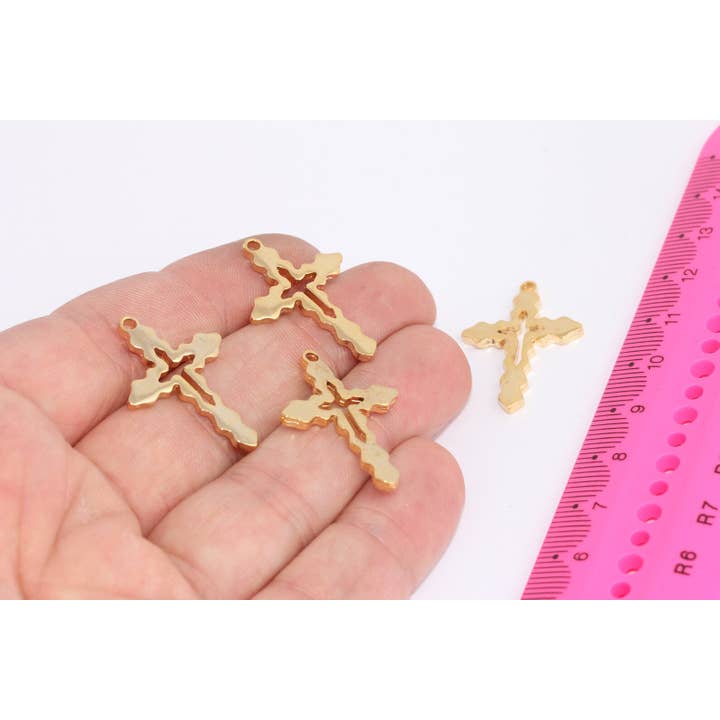 Pendentif religieux croix dorée brillante 21x30 24k, MLS242 pour la vente par QueenJewelryM