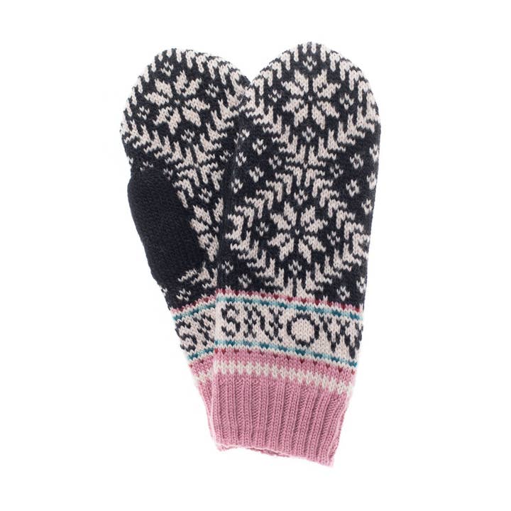 Novelty Nordic Mitten - Black/Pink for wholesale by French Knot
