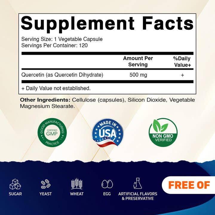 Vitamatic - Wholesale Oral Supplement/Vitamin - Vitamatic Quercetin 500mg | 120 Vegetable Capsules