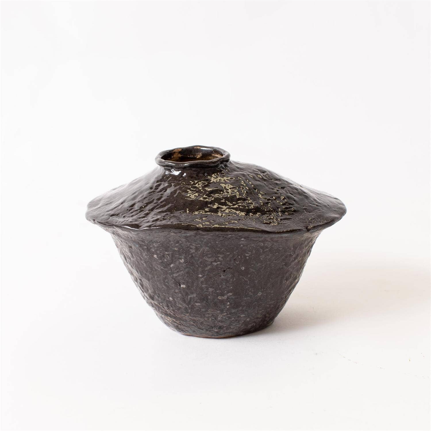 Audrey's Home & Gift - Wholesale Vase - Vase - Black Reactive Glaze Asymmetrical, Sm (Pk/03)1