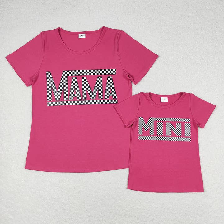 Mommy and Me Pink Vinyl Short Sleeve Tee Shirts Tops for wholesale by Aier Wholesale