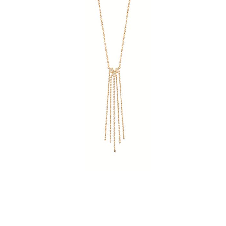 Jewelry Private Label - Wholesale Pendant/Charm Necklace - JewelryPrivateLabel Polaris Tristar 18K Gold Plated Dangle Long Necklace Cubic Zirconia