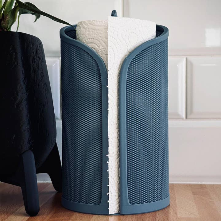 Modern Paper Towel Holder – Vertical Countertop Roll Dispenser | Stylish Kitchen Organizer | Textured Minimalist Design for wholesale by Digital Chaotik