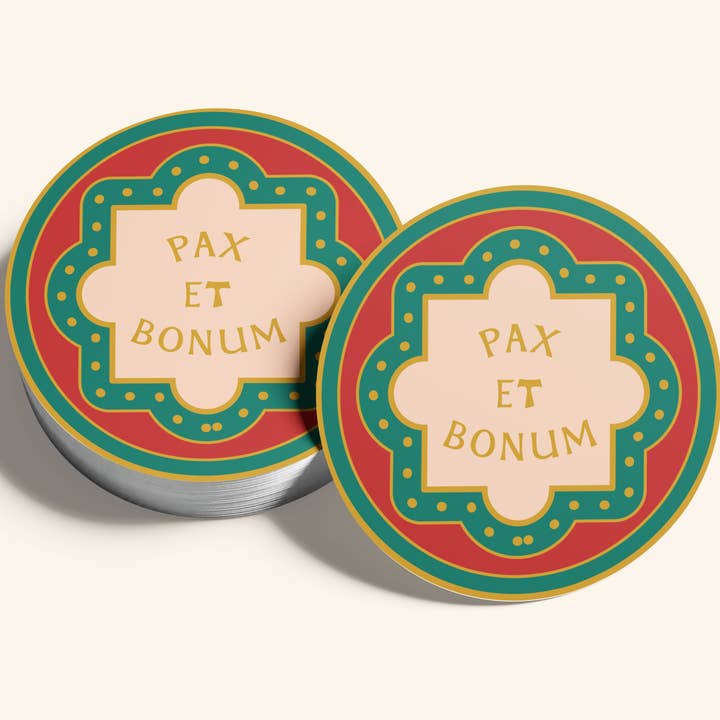 Pax et Bonum Eco-Safe Sticker - Green for wholesale by Recetas PSD, LLC