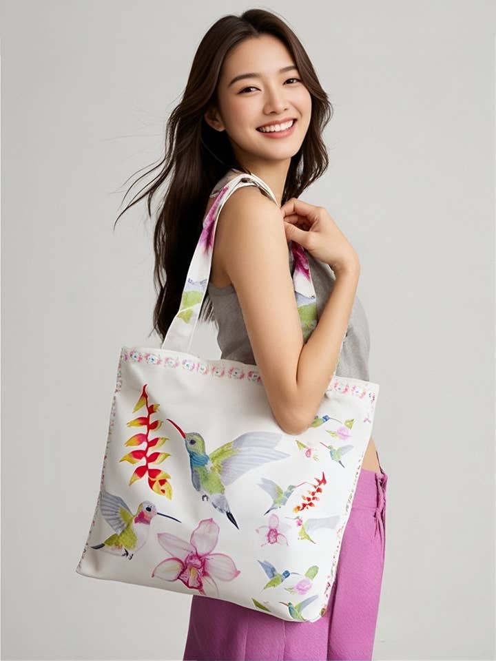 Borsa a Spalla con Dettagli di Bordo a Fiori di Banana e Colibrì per la vendita all'ingrosso da parte di JC Sunny Fashion