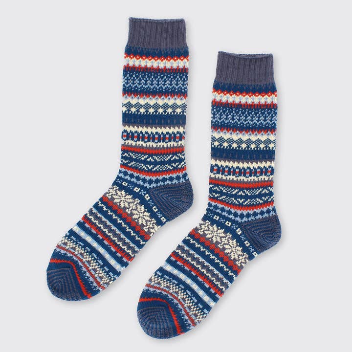 Men's Fairisle Socks Navy for wholesale by Forever England / Millie Mae