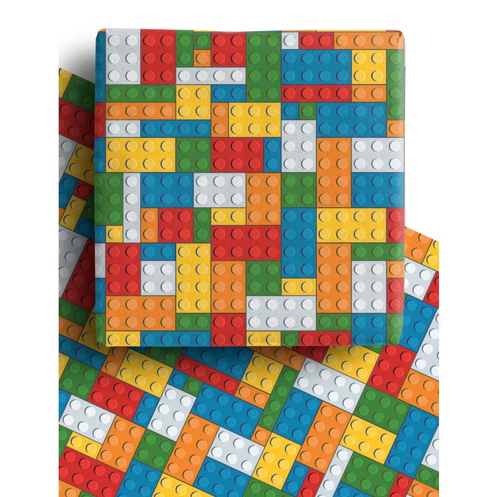 deleco - Wholesale Flat Wrap - Lego Wrapping Paper Sheets • Recyclable Gift Wrap