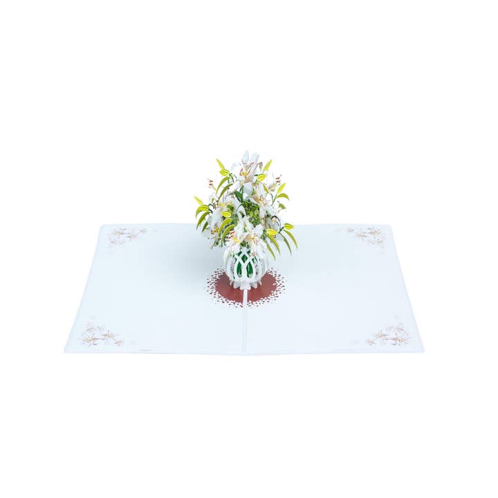 White Lilies - Tarjeta desplegable de Abra en 3D para venta al por mayor de Abra Cards