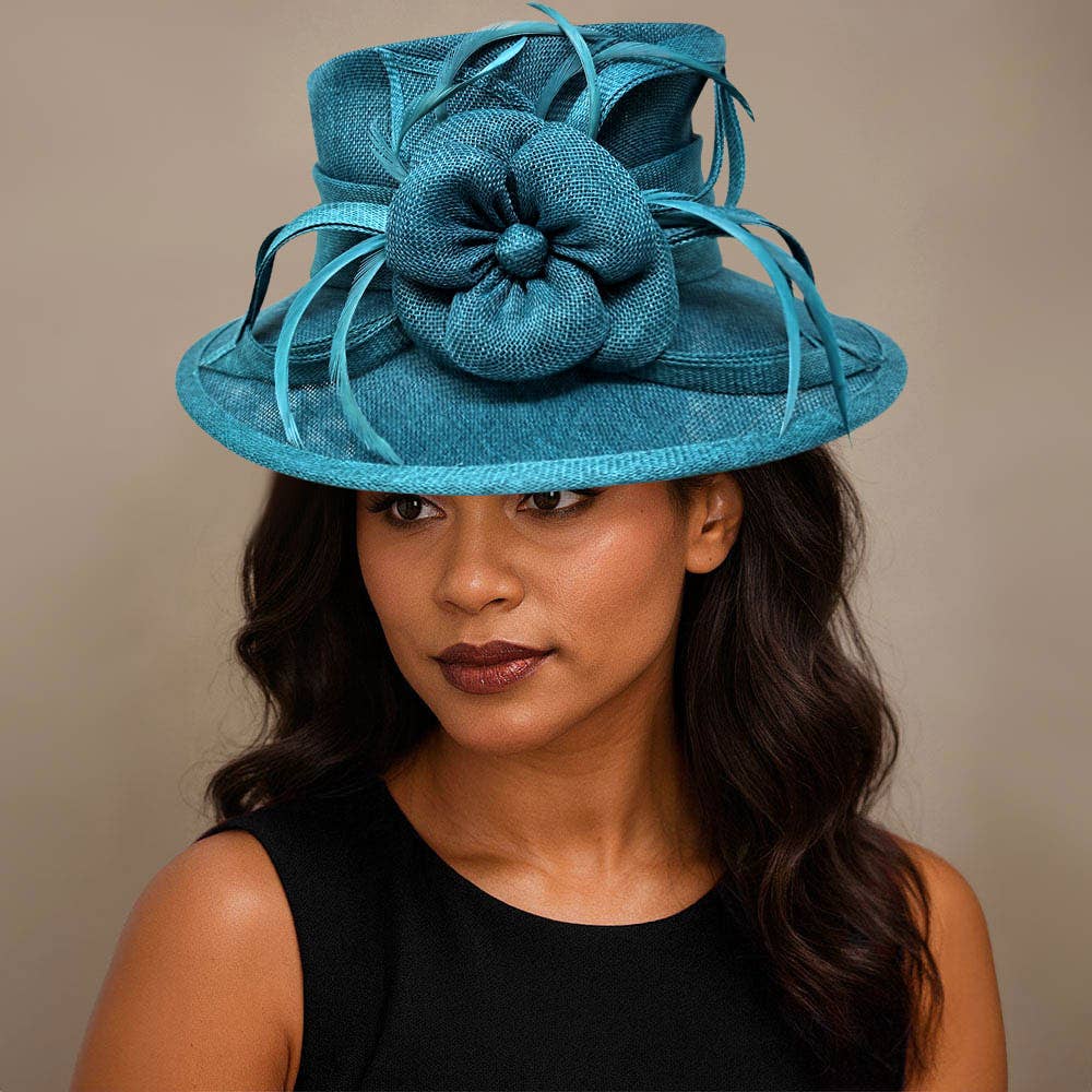 Sensibling Corp. - Wholesale Fascinator Hat - Women's - Flower Ribbon Feather Accented Sinamay Dressy Hat0
