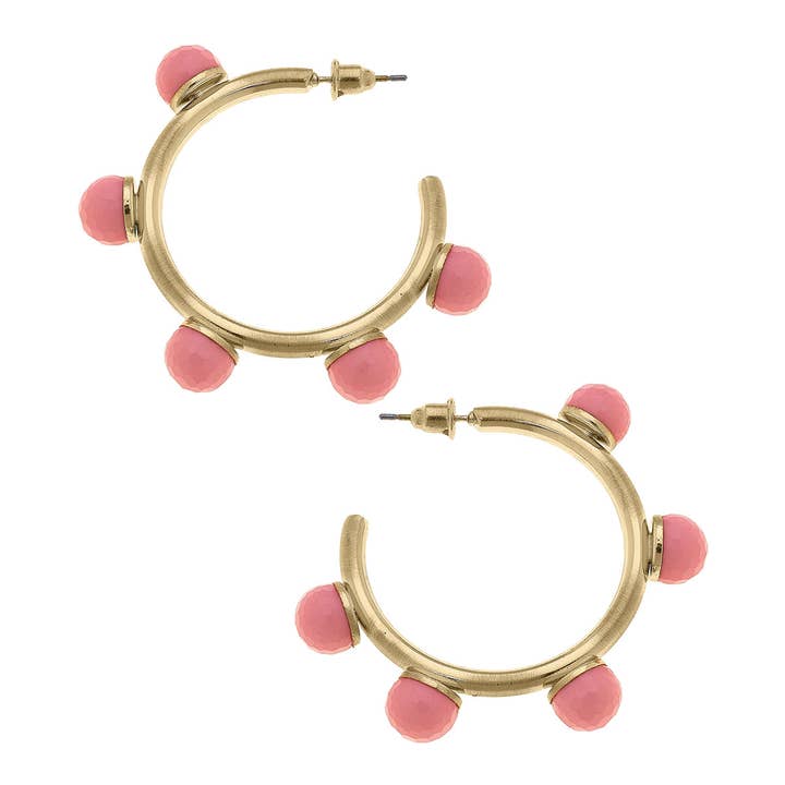 Canvas Style - Wholesale Hoop Earrings - Allison Resin Beaded Hoop Earrings