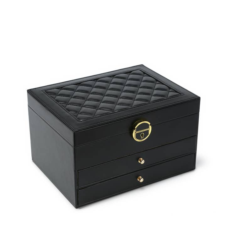 Papaya Fashion Ltd - Vente Boîte/rangement à bijoux - Boîte à bijoux verrouillable à 3 niveaux avec 2 tiroirs