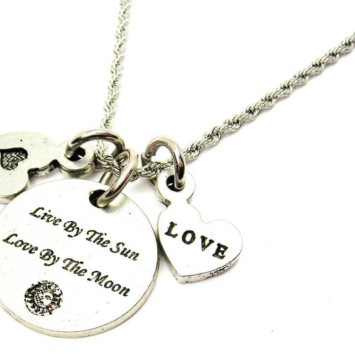 Live by the Sun Love by the Moon Rope Chain Necklace for wholesale by Chubby Chico Charms