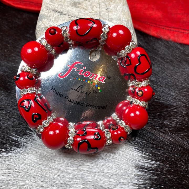 Fiona Accessories - Vente Bracelet de perles - Bracelets coeur Saint-Valentin 36 pièces avec affichage coeur rouge10