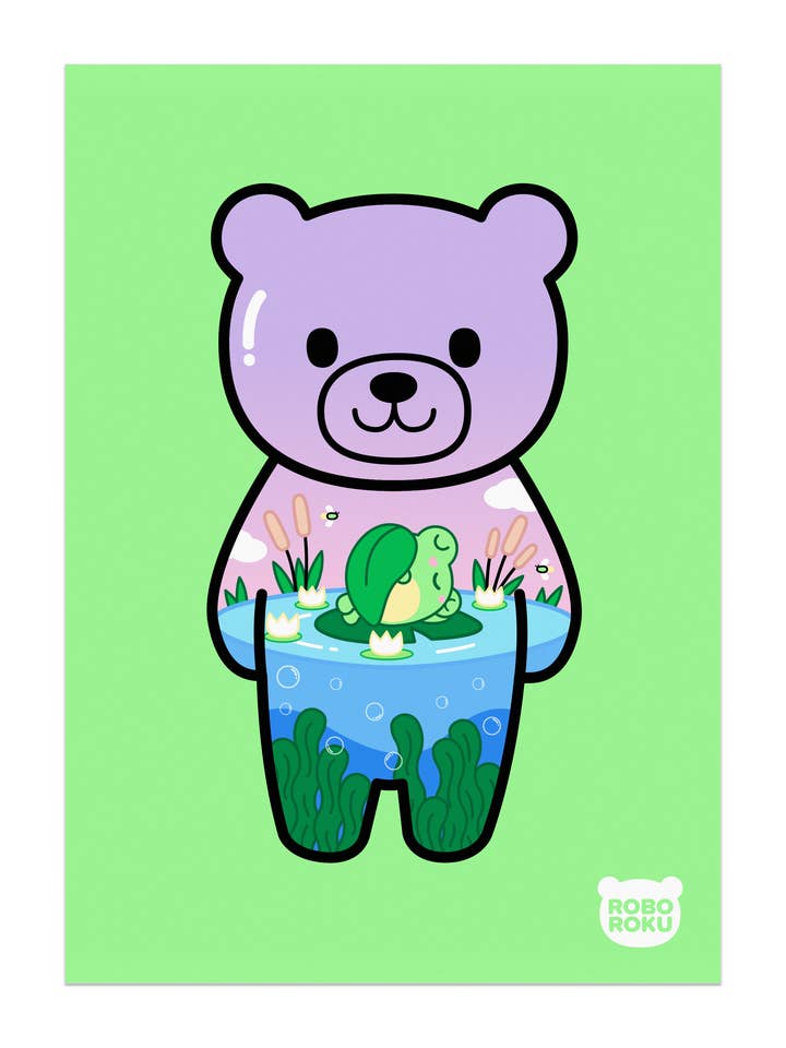 Impresión artística Grow Bears™, Lily Frog, 5 x 7 pulgadas para venta al por mayor de Robo Roku