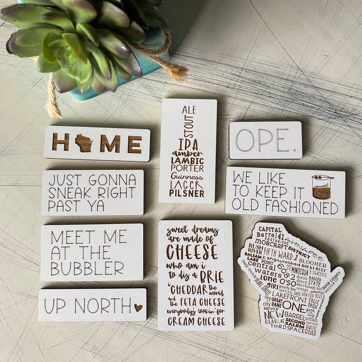 Novotny Designs - Wholesale Magnet - Wisconsin themed refrigerator magnet set1