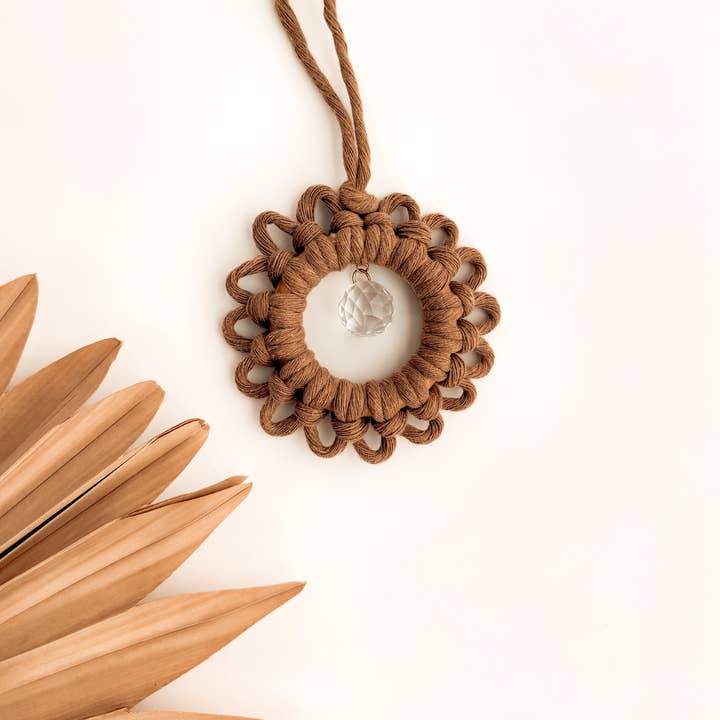 Meraki The Studio Co. - Wholesale Suncatcher - Macrame Suncatcher Flower | Window Hanging Light Catcher