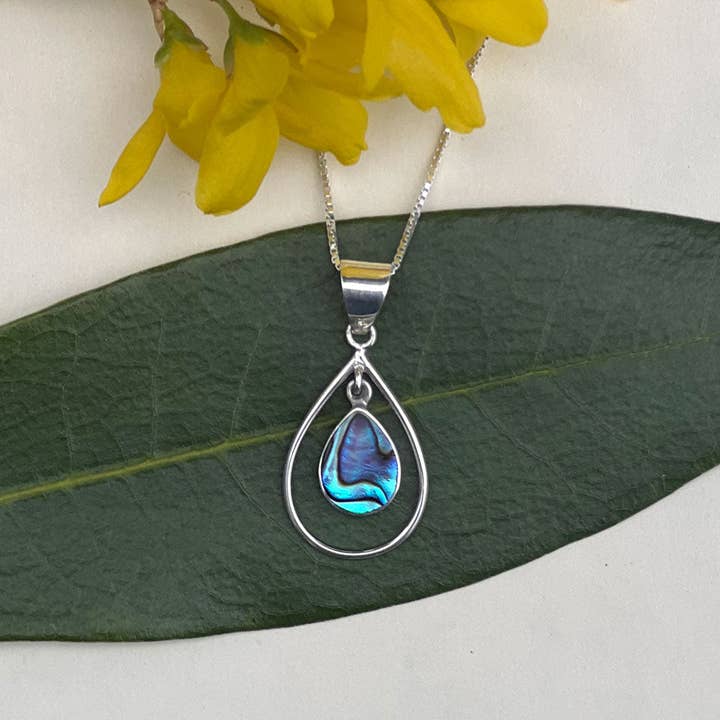 Abalone Dubbele Traan Hanger - Sterling Zilver, Indonesië voor wholesale door Women's Peace Collection