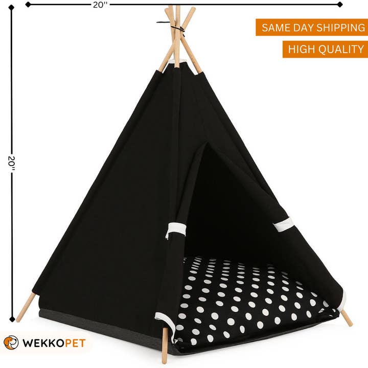 Pet Teepee House Tent for Cats Black (20 inches) Wekkopet for wholesale by WEKKOPET