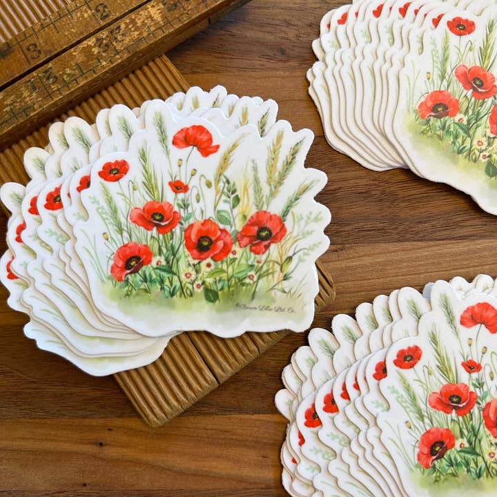 Brown Lillie - Wholesale Sticker - Red Poppy: 3" Waterproof Vinyl Sticker | August Birth Flower2