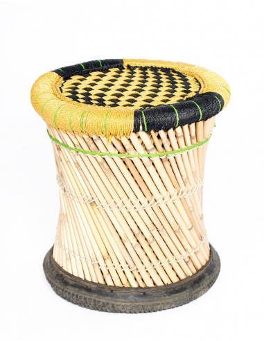 Kimago's Home - Wholesale Stool - Yellow and Black Bamboo Stool2