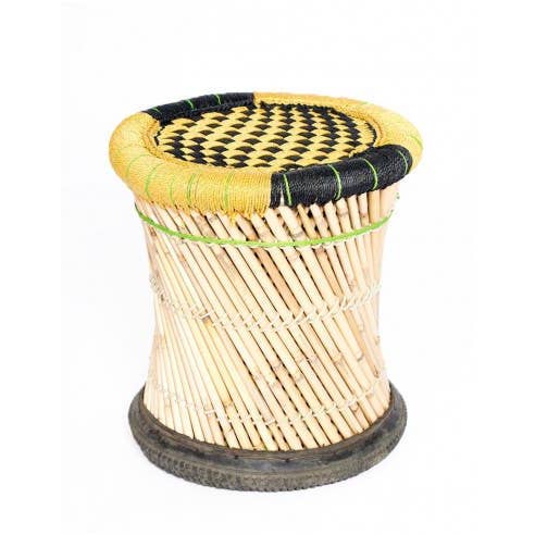 Kimago's Home - Wholesale Stool - Yellow and Black Bamboo Stool2