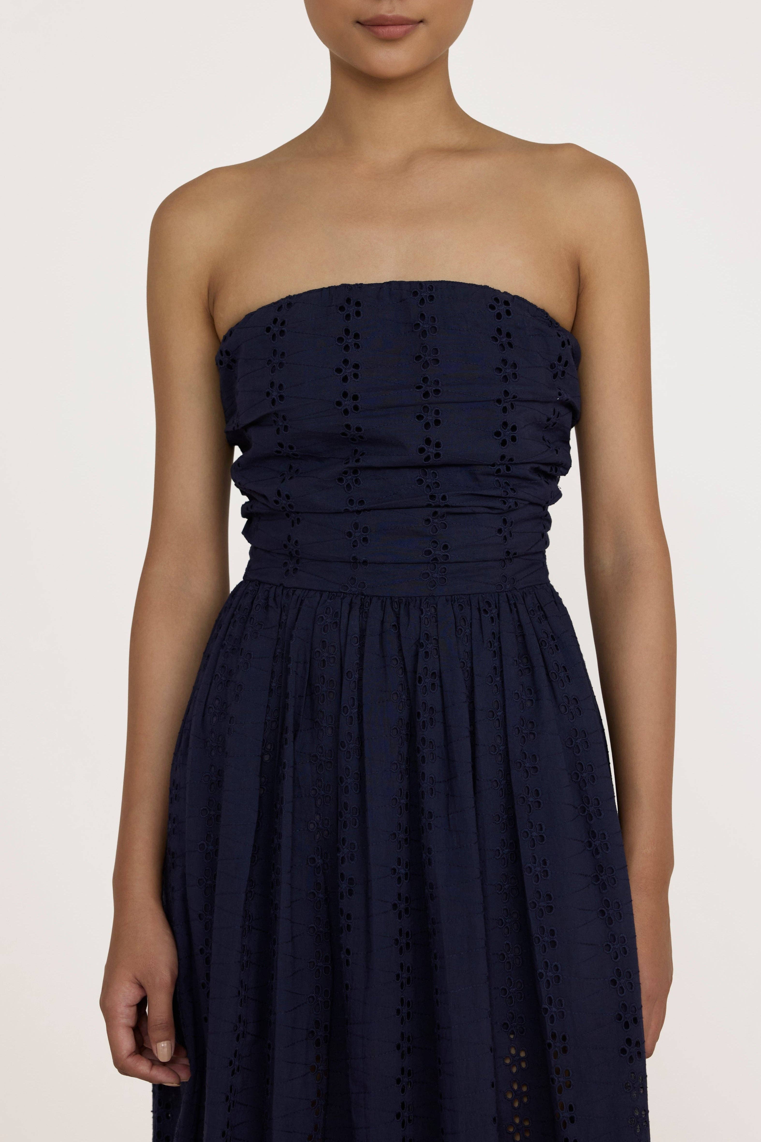 LAUDE the Label - Wholesale Dress - Women's - Strapless Tie Back Dress - Navy Lace3