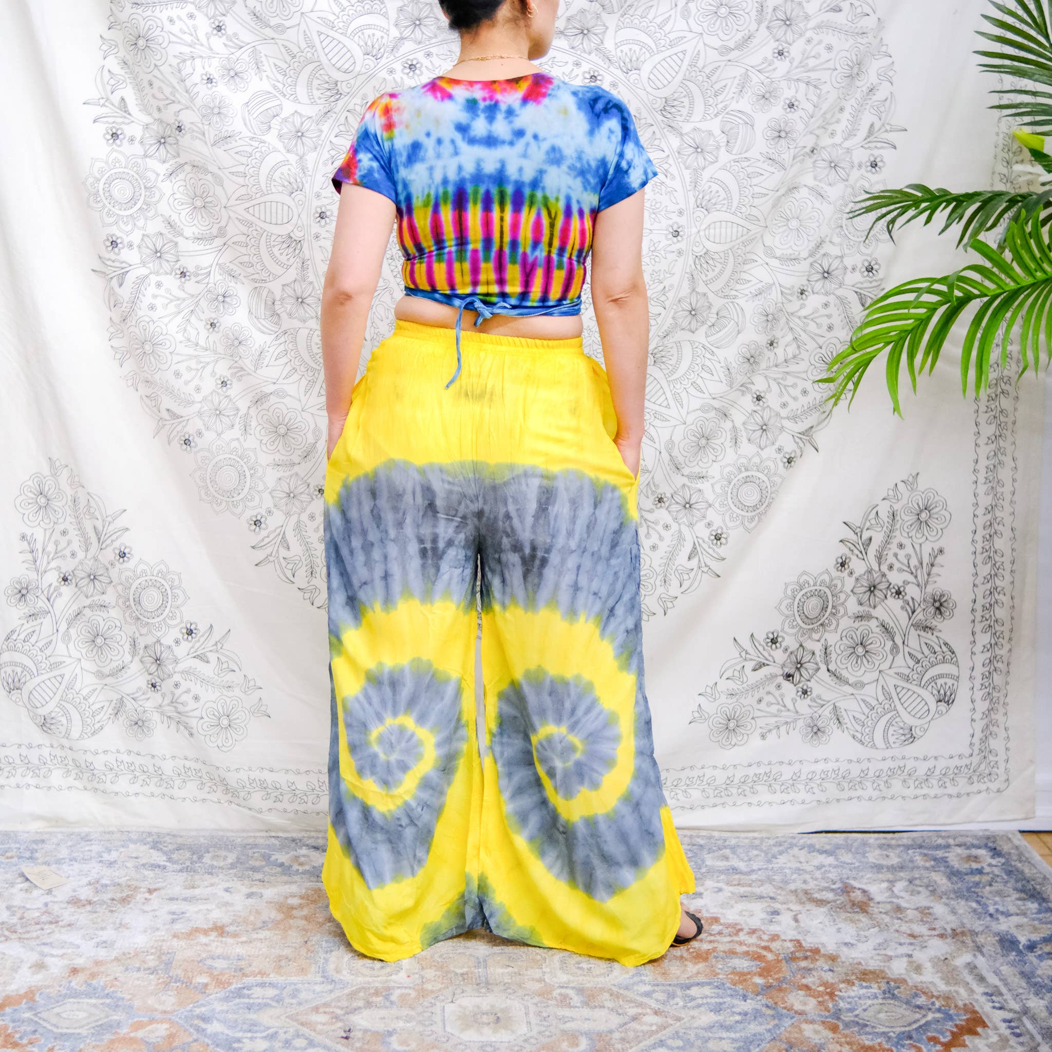 Karma Nepal Crafts - Vente Pantalon – femme - Pantalon Palazzo tie-dye style bohème6