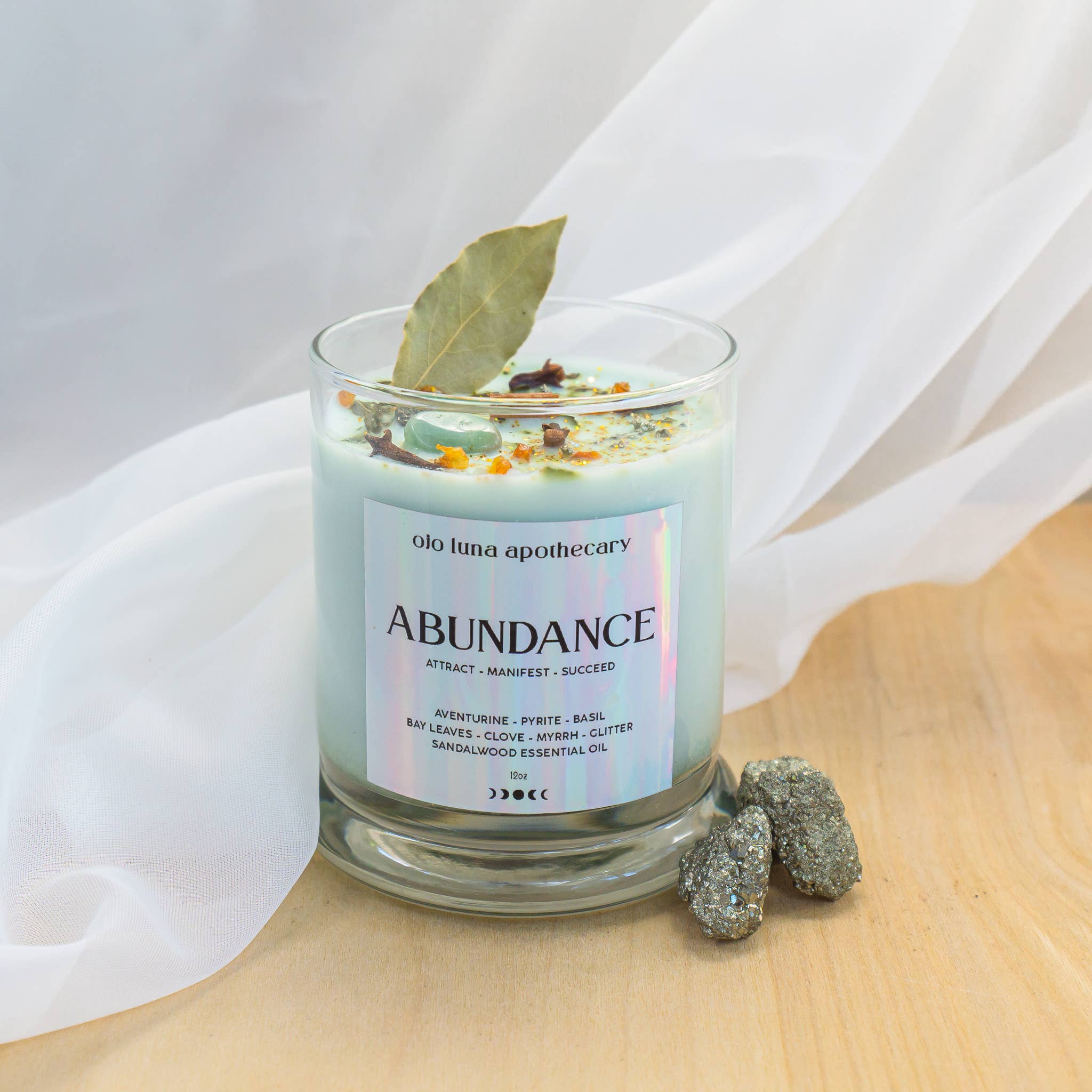 Ojo Luna Apothecary - Wholesale Jar/Filled Candle - Abundance Intention Candle1