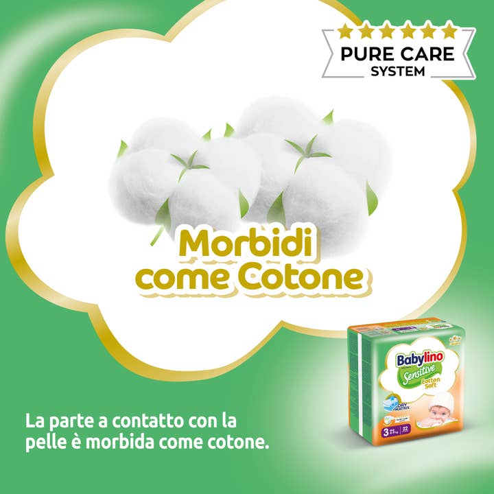 Babylino - Wholesale Diaper (Non-Cloth) - Baby - Babylino Sensitive Cotton Soft, Diapers Size 3, 22 Units2