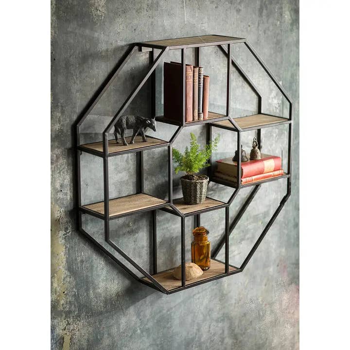 Iron and Wood Hexagonal Shelf for wholesale by Vagabond Vintage