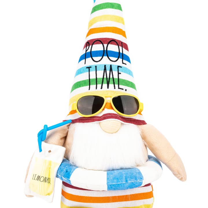 DesignStyles Home - Wholesale Decorative Figurine - Rae Dunn “Pool Time” Colorful Summer Pool Gnome with Float